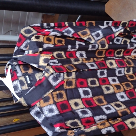 Genelli Men's XL Silk Vintage Shirt Geometric - Picture 7 of 7